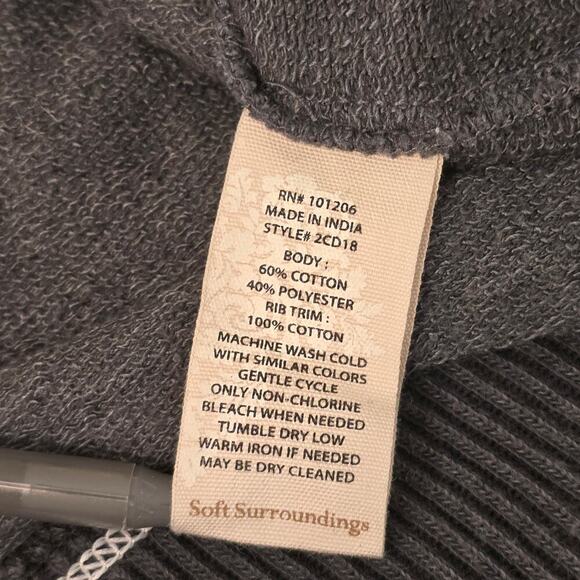SoftSurroundings Oasis Hoodie Women’s M Charcoal Gray Pullover Ribbed Terrycloth - Picture 9 of 11